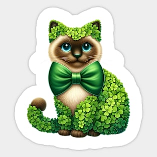 Clover Siamese Cat St Patricks Day Sticker